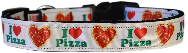 Pizza Party Nylon Dog Collar MD Narrow